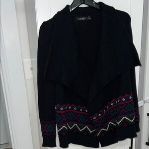 Ralph Lauren Black Cardigan with tribal print